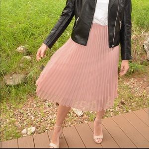 Pink Pleated Midi Skirt